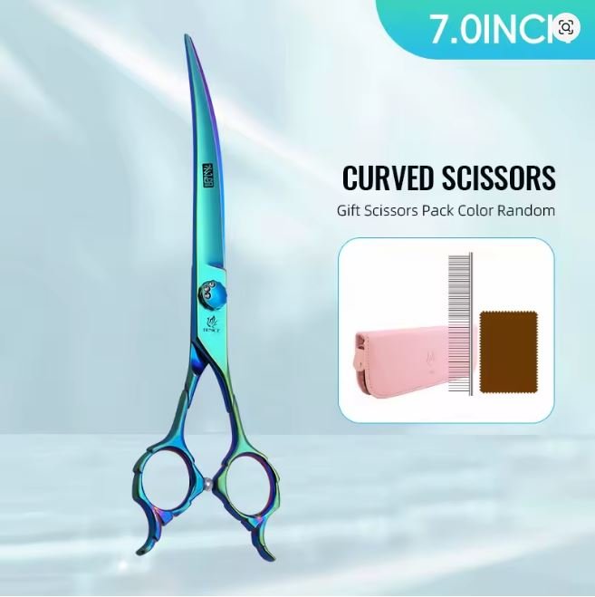 Tijeras de peluqueria canina curvas de 7 pulgadas recomendadas por Bloggroomer.